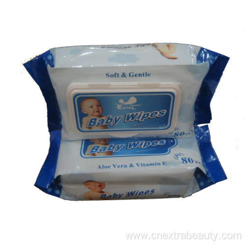 80PCS Antibacterial Baby Wipes with Plastic Lid